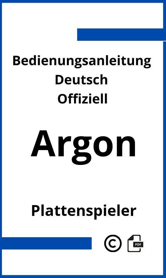Argon Plattenspieler Bedienungsanleitung