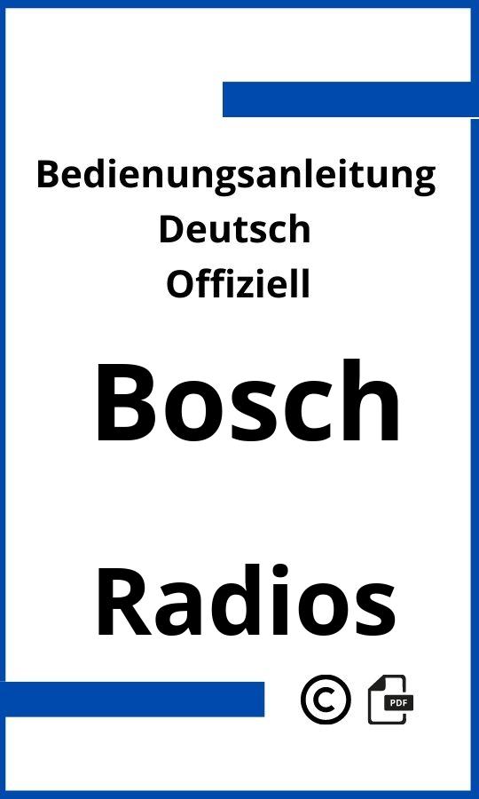 Bosch Radio Bedienungsanleitung